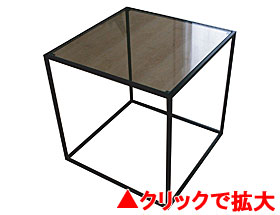 トレイテーブル 400×400 black glass HBG-031